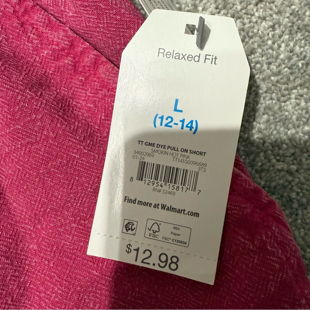 NWT Time and True Women’s Drawstring Shorts - hot pink wash, relaxed fit, size L - Picture 3 of 6